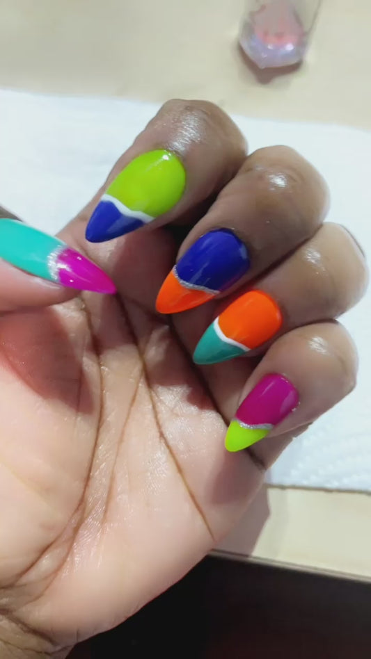 Neon Swirl Gel Press On