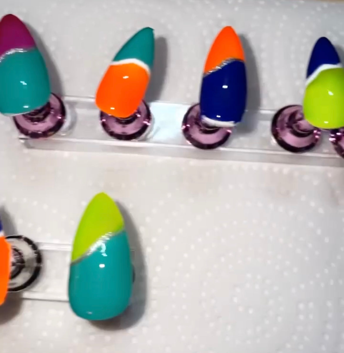 Neon Swirl Gel Press On